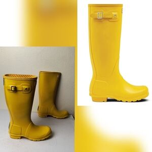 Hunter Yellow Original Kids Gloss 4B/5G Tall Rain Boots
